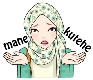 😌 Hiyab, Mujer, Encogiéndose de hombros, Musulmán, Dibujo animado telegram sticker
