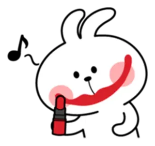 💄 kelinci, makeup, lipstik, hewan, imut, kartun, boneka kelinci telegram sticker
