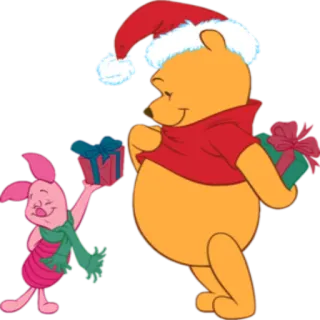 🎁 Winnie the Pooh Ursinho Pooh, Leitão, Natal, presente, feriado, desenho animado telegram sticker