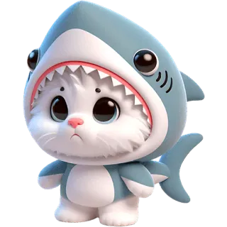 🥺 chat, requin, déguisement, mignon, animal, chaton telegram sticker