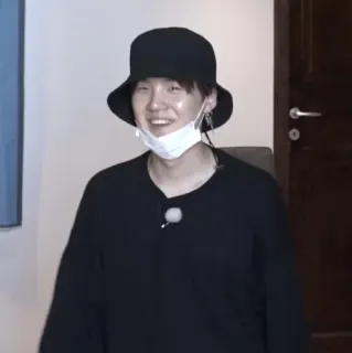 😐 person, man, hat, black, smile, medical mask telegram sticker