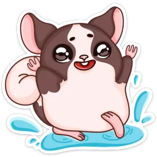 ☺️ 햄스터, 귀여운, 만화, 동물, 행복한, 물 telegram sticker