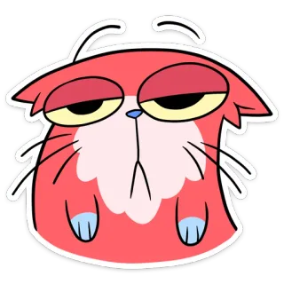 😞 кот, красный, мультфильм, сонный, животное, стикер telegram sticker