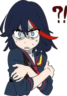 ⁉️ Ryuko Matoi Kill la Kill Anime, Kreskówka, Dziewczyna, Zła, Kill la Kill, Ryuko Matoi telegram sticker