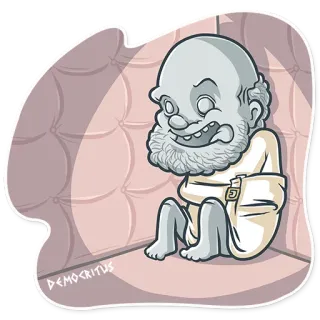 😜 Democritus DEMOCRITUS philosopher, straightjacket, insanity, cartoon, mental illness whatsapp sticker