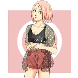 🙂 Sakura anime, sakura, character, illustration, girl, pink hair whatsapp sticker