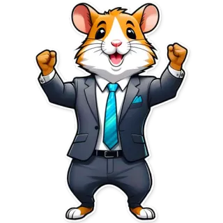 👍 criceto, vestito, cartone animato, animale, affari, cravatta, felice telegram sticker