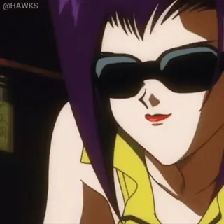 😏 Faye Valentine Cowboy Bebop anime, cowboy bebop, faye valentine, sunglasses, cartoon telegram sticker