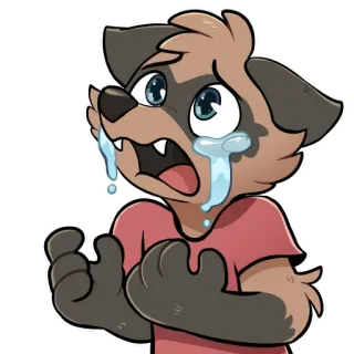 😢 antropomórfico, cachorro, chorando, triste, aflito, desenho animado, adesivo telegram sticker