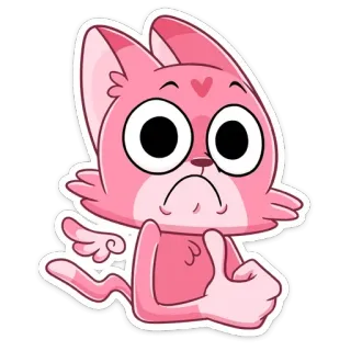 👍 고양이, 동물, 좋아요, 귀여운, 스티커, 분홍색, 날개 telegram sticker
