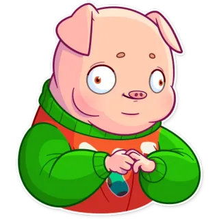 😶 Babi, Kartun, Binatang, Sweater, Lucu, Merah muda telegram sticker