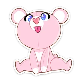 😛 urso, animal, fofo, desenho animado, rosa, brinquedo telegram sticker