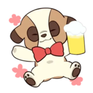🍺 cane, birra, carino, cartone animato, alcol, animale whatsapp sticker