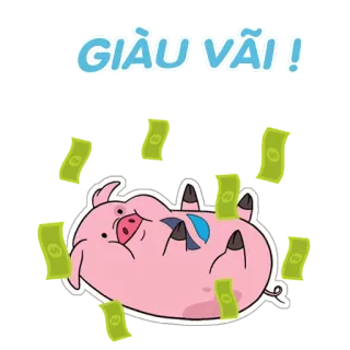 😯 Waddles Gravity Falls GIÀU VÃI!! Schwein, Geld, reich, Cartoon, Animation, Figur, Reichtum telegram sticker