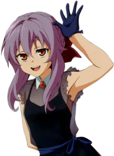 😆 Shinoa Hiragi Seraph of the End Anime, Cartoon, Personage, Paars haar, Glimlach, Shinoa Hiragi, Seraph of the End whatsapp sticker
