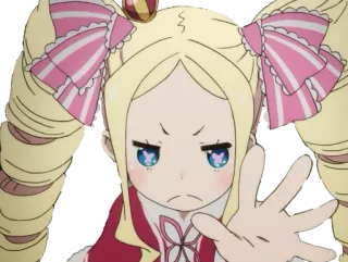 ☹️ Beatrice Re:Zero Аниме, Девушка, Два хвостика, Злая, Раздраженная telegram sticker