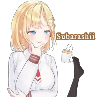 🧐 Subarashii anime, girl, subarashii, cup, coffee, cute whatsapp sticker