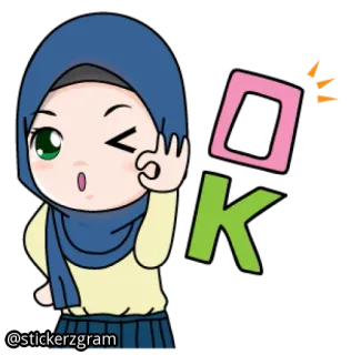 😌 OK hijab, ragazza, ok, donna, gesto whatsapp sticker