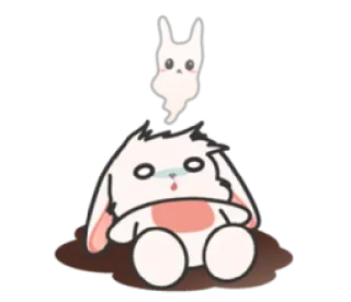 😐 coelho, fofo, animal, desenho animado, coelhinho, triste, kawaii telegram sticker