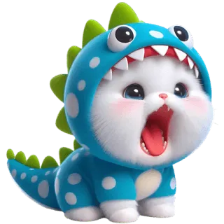 🥱 猫, 恐竜, 動物, かわいい, 漫画, ステッカー telegram sticker