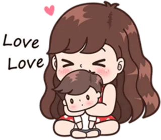 😻 Love Love amour, couple, dessin animé, affection, mignon telegram sticker