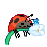 😴 mariquita, insecto, flor, naturaleza, lindo, durmiendo whatsapp sticker