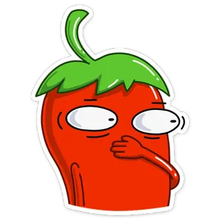 🤭 papryka, kreskówka, śmieszne, zszokowany, czerwony, warzywo telegram sticker