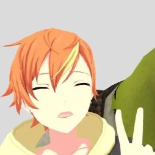 ☺️ anime, cartoon, character, orange hair, peace sign telegram sticker