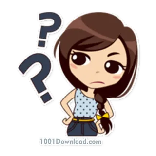 ❓ cartoon, girl, question mark, confused, thinking, doubtful telegram sticker