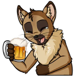 🍺 Cartone animato, Birra, Animale, Furry, Antropomorfo whatsapp sticker