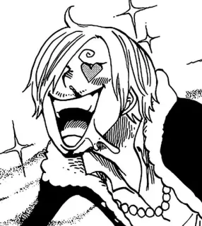 🏴‍☠️ Sanji One Piece アニメ, 漫画, ワンピース, サンジ, キャラクター, ハート目 whatsapp sticker