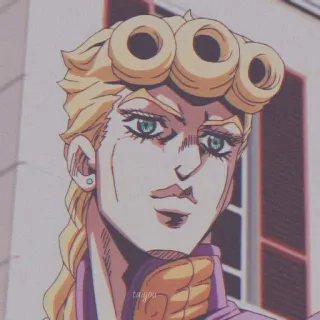 👽 Giorno Giovanna JoJo's Bizarre Adventure アニメ, キャラクター, ポートレート, 金髪, ジョルノ・ジョバァーナ, ジョジョの奇妙な冒険 telegram sticker