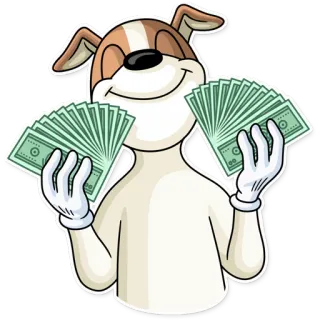 🤑 anjing, uang, kartun, tunai, kekayaan, kesuksesan whatsapp sticker