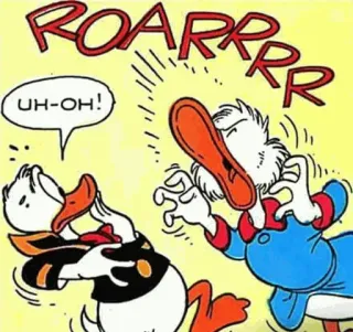 😡 ROARRRR
UH-OH! anatra, cartoni animati, fumetto, animale, ruggito whatsapp sticker