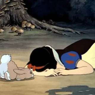 ⛄️ Snow White 만화, 공주, 디즈니, 숲, 토끼, 잠자는 telegram sticker