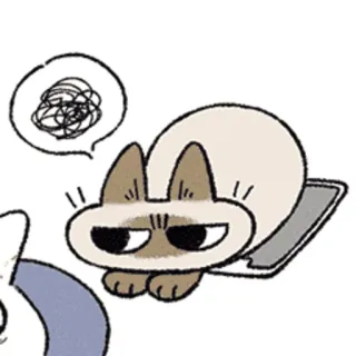 😒 cat, siamese, cartoon, sticker, animal, pet, funny telegram sticker
