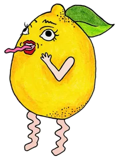 😛 Zitrone, Frucht, Cartoon, Lustig, Zeichnung, Skurril, Anthropomorph telegram sticker
