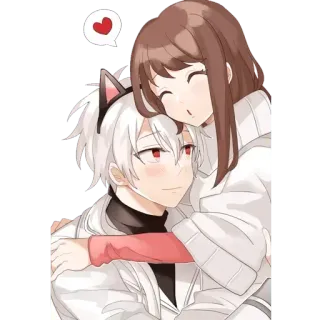 😘 couple, anime, love, kawaii, hug, cute telegram sticker