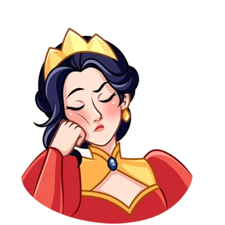 🥱 queen, princess, crown, cartoon, bored, royal, elegant telegram sticker