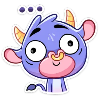 🤔 ... pensando, confundido, morado, dibujos animados, animal, vaca, animado telegram sticker