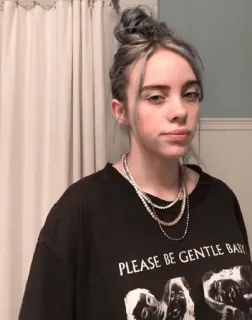 🕸 PLEASE BE GENTLE BABY! Sängerin, Billie Eilish, Promi, Frau, Porträt telegram sticker