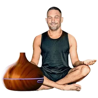 🧘‍♂️ meditazione, yoga, uomo, aromaterapia, diffusore, relax, benessere telegram sticker