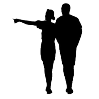 🤩 pareja, silueta, caminando, juntos, señalando, aire libre, relación telegram sticker