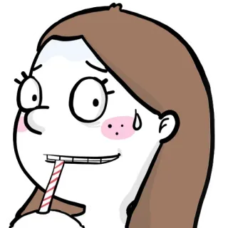🤕 Dessin animé, Illustration, Femme, Paille, Drôle, Dessin, Art telegram sticker