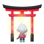 ⛩ Kreskówka, Anime, Postać, Machanie, Czerwona kurtka, Słodkie telegram sticker