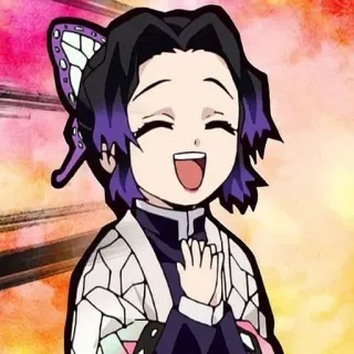 🌟 Shinobu Kocho Demon Slayer 动漫, 鬼灭之刃, 蝴蝶忍, 卡通, 微笑, 蝴蝶 telegram sticker