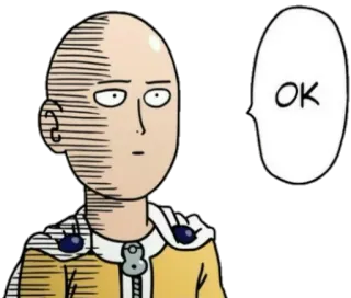 😐 Saitama One-Punch Man OK Сайтама, Ванпанчмен, ОК, Аниме, Манга, Герой whatsapp sticker