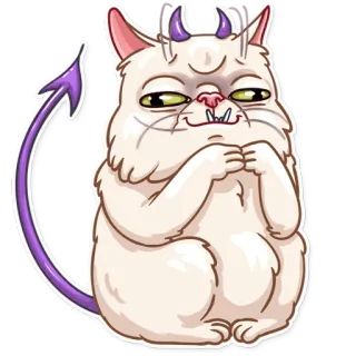 😈 gato, diablo, cuernos, cola, malvado, demonio, gatito, pegatina telegram sticker
