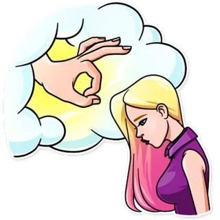😔 sticker, woman, hand gesture, circle game, offensive, internet culture telegram sticker