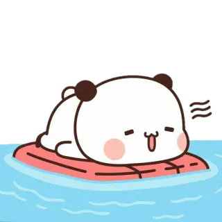 🐼 panda, mignon, dessin animé, natation, animal, détente whatsapp sticker